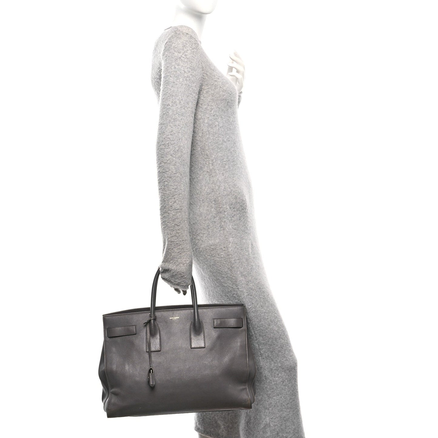 Saint Laurent Calfskin Large Sac de Jour Carryall Grey