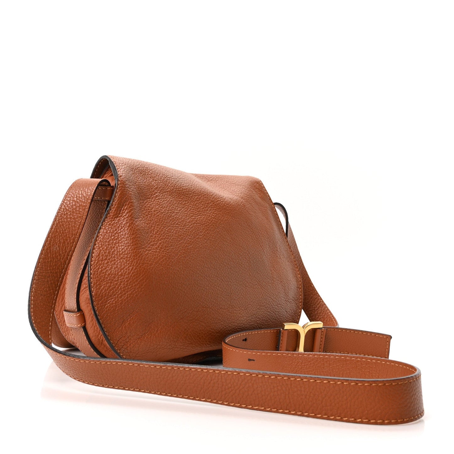 Chloe Calfskin Medium Marcie Round Crossbody Bag Tan