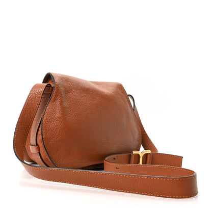 Chloe Calfskin Medium Marcie Round Crossbody Bag Tan