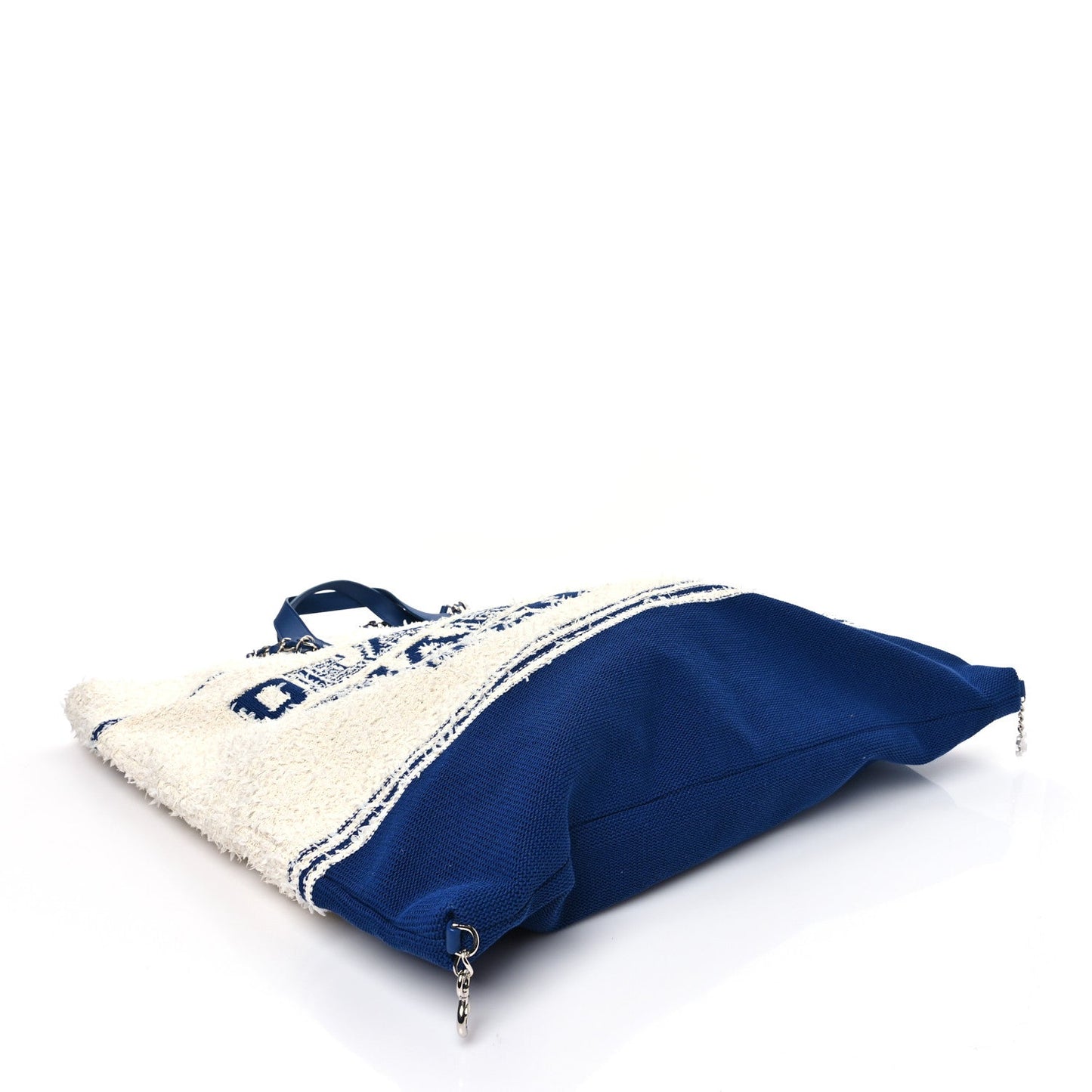 Chanel Mixed Fibers Lambskin Venise Biarritz Maxi Tote Blue White