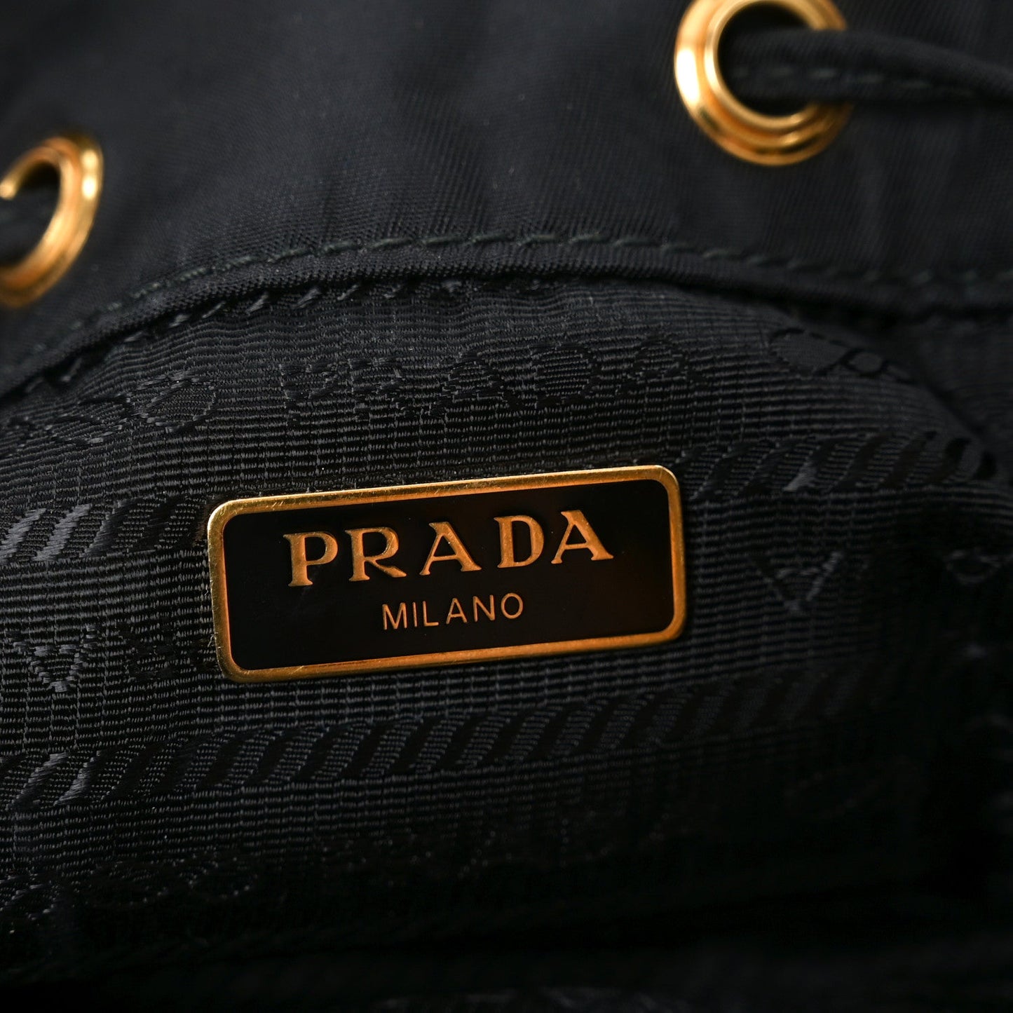 Prada Saffiano Tessuto Nylon Mini Bucket Crossbody Bag Black