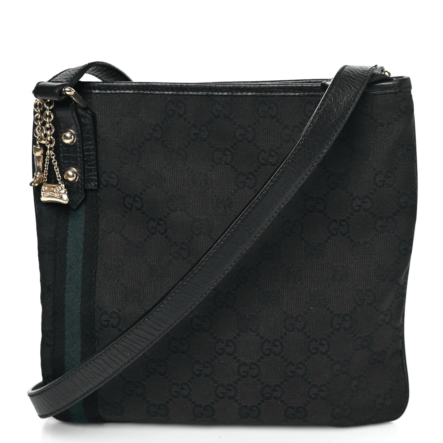 Gucci Monogram Web Jolicoeur Charms Messenger Bag Black