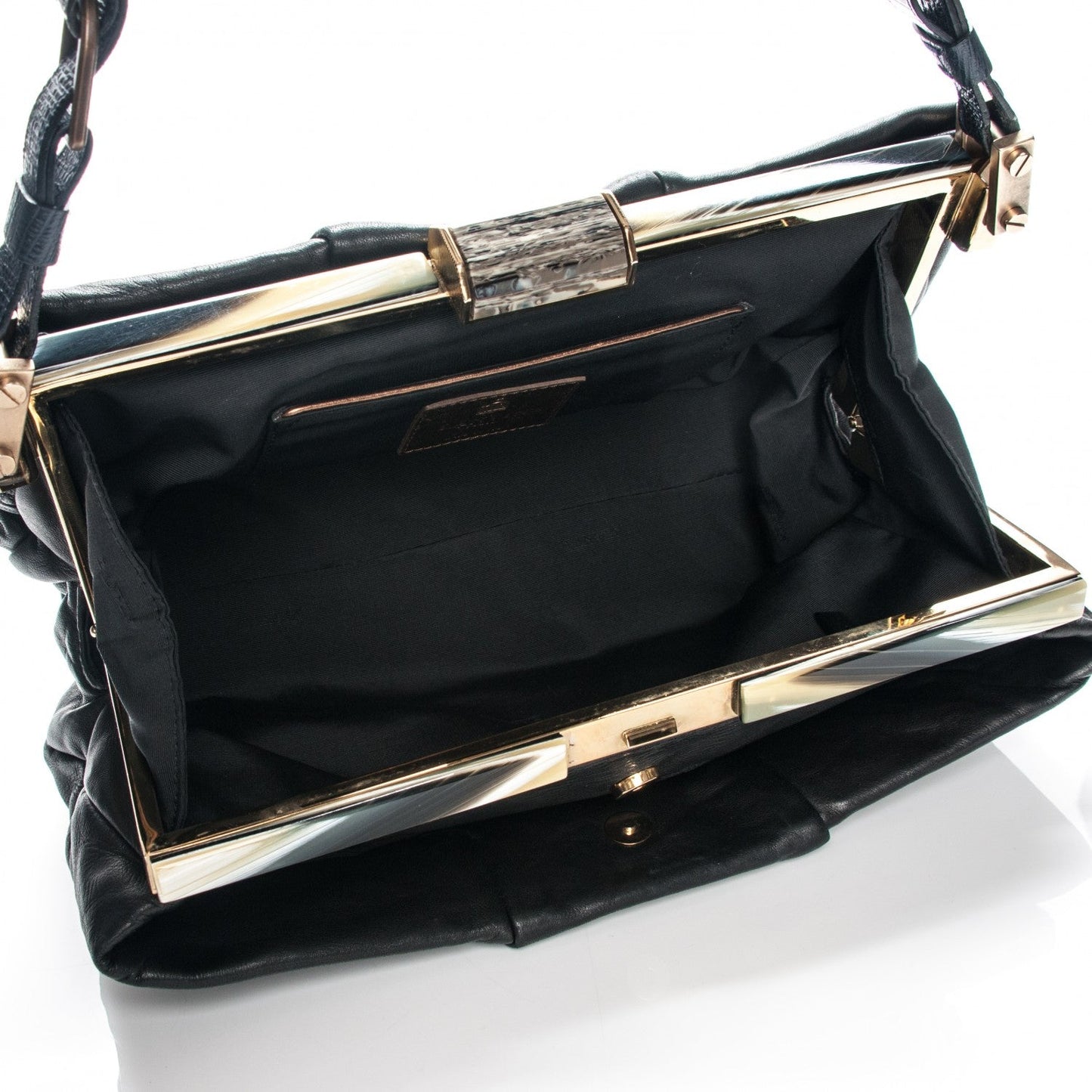 Lanvin Lambskin Draped Frame GM Shoulder Bag Black