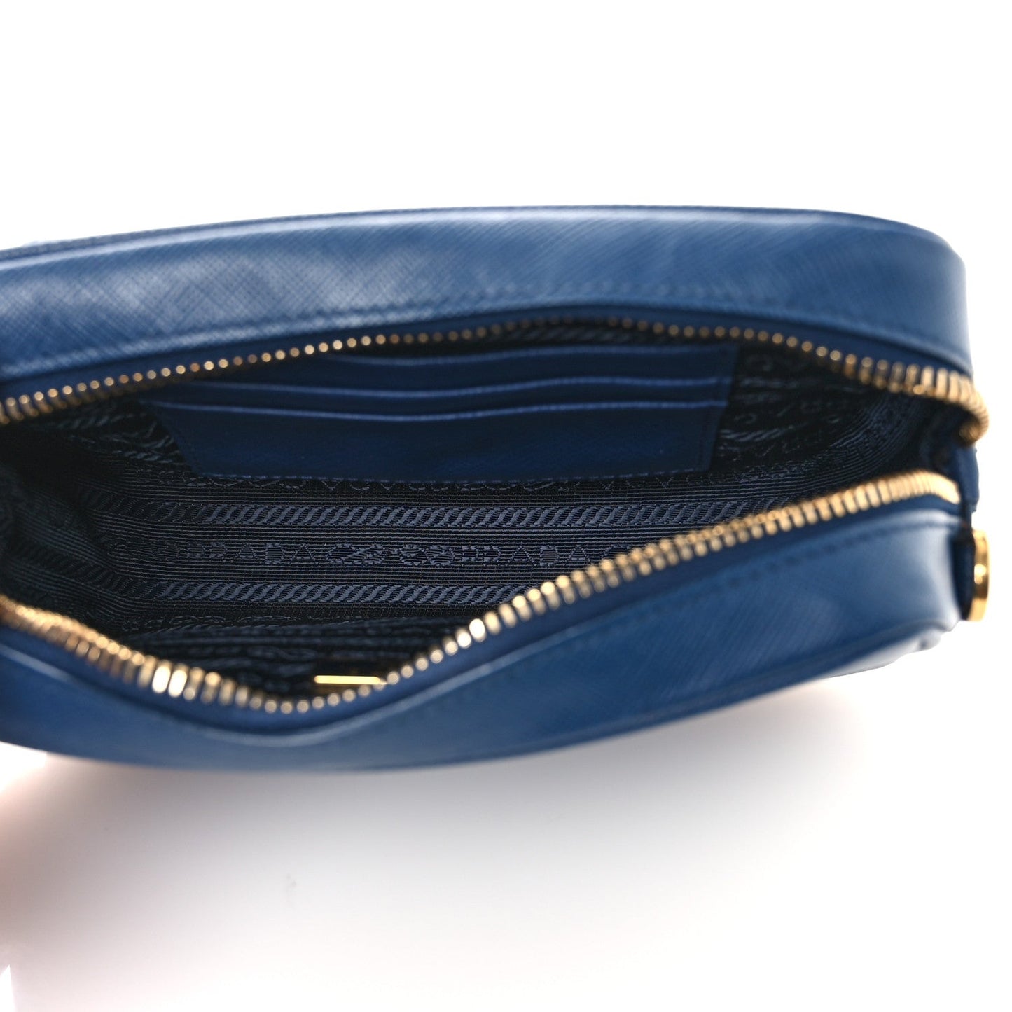 Prada Saffiano Mini Front Pocket Crossbody Bag Bleuette