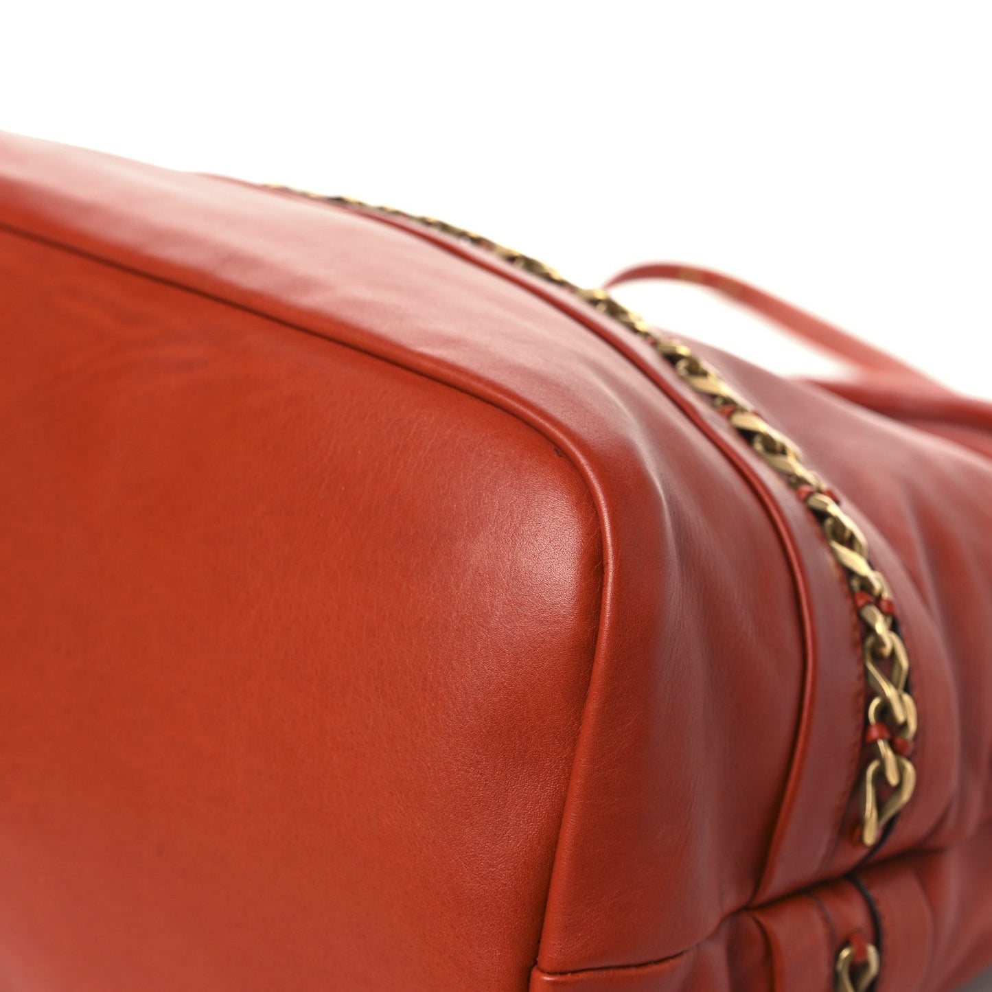 Chloe Calfskin Kira Convertible Bowler Bag Brick Red