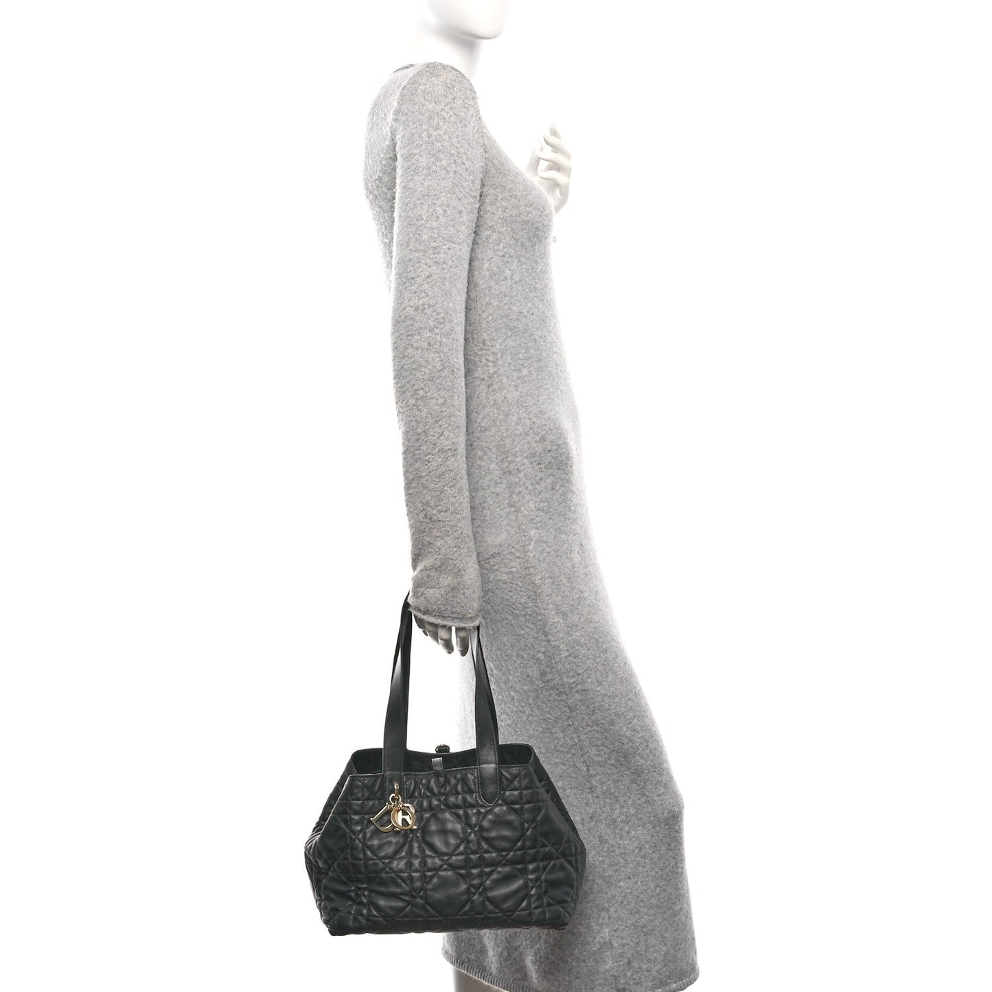 Christian Dior Calfskin Macrocannage Medium Toujours Black