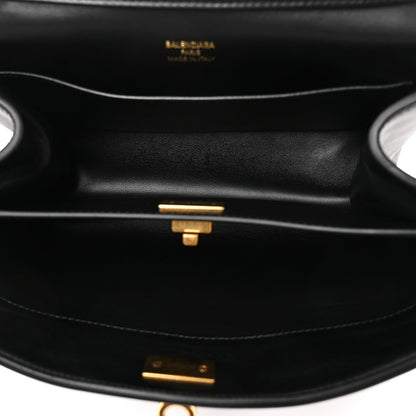 Balenciaga Natural Smooth Calfskin Mini Rodeo Top Handle Handbag Black