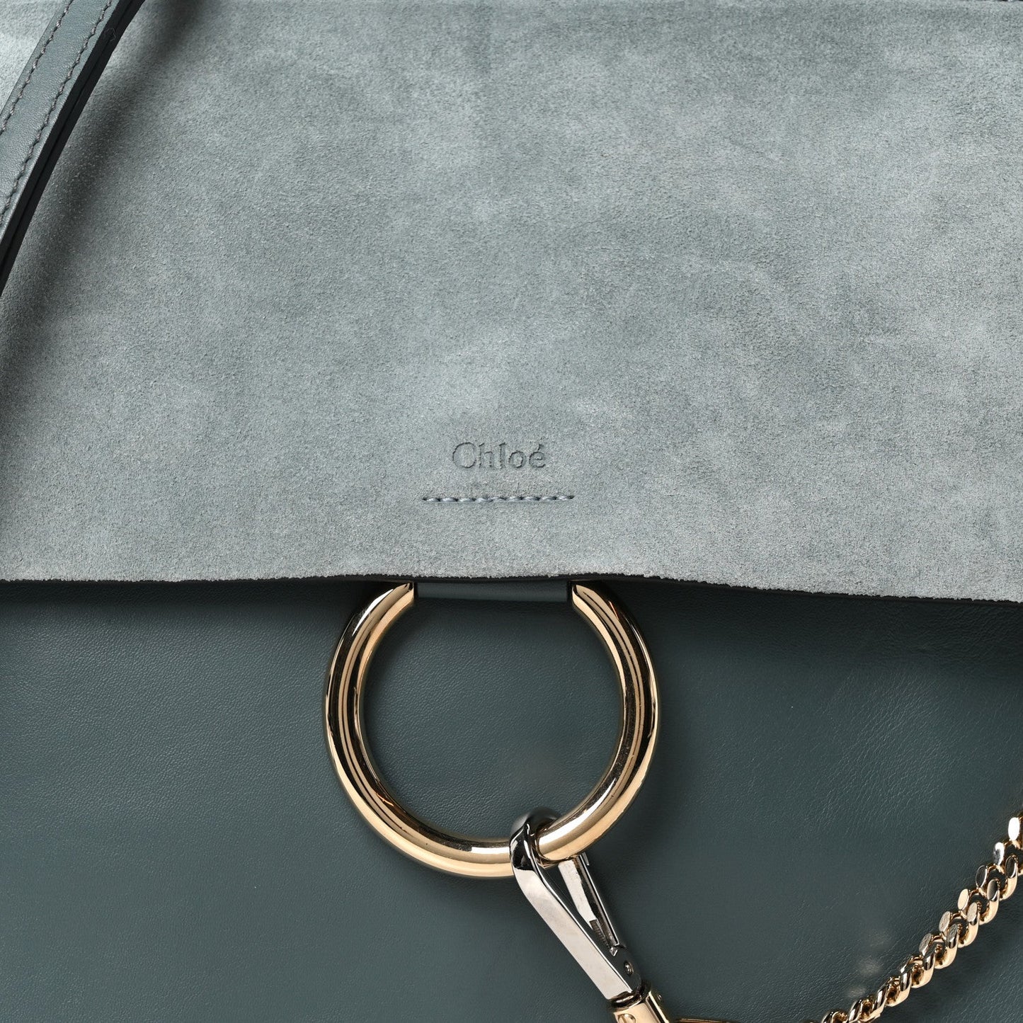 Chloe Suede Calfskin Medium Faye Shoulder Bag Cloudy Blue