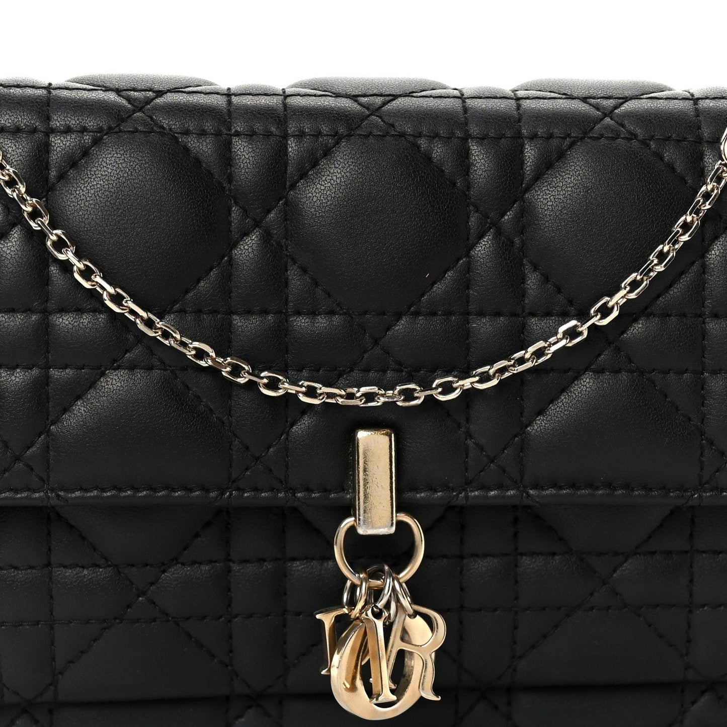 Christian Dior Lambskin Cannage Chain My Dior Daily Chain Pouch Black