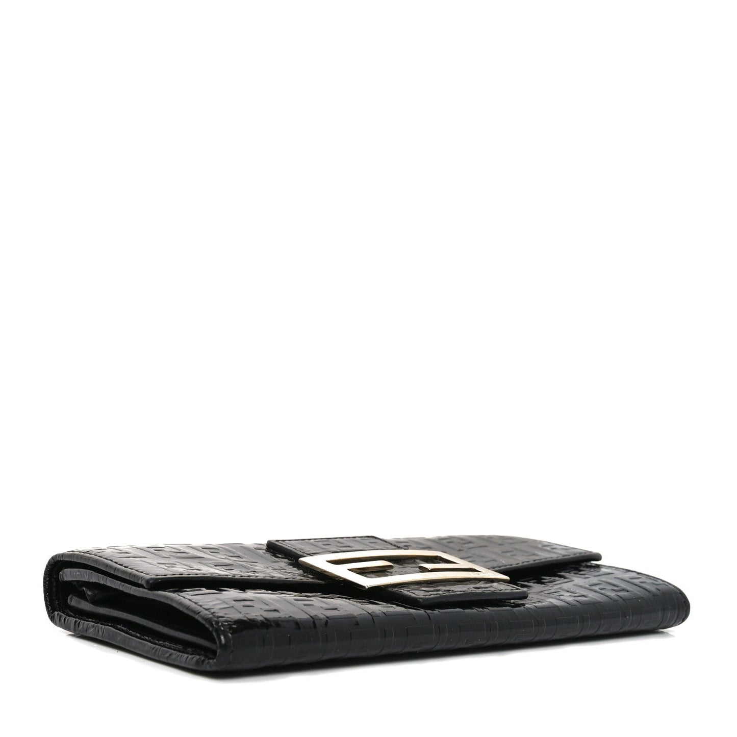 Fendi Patent Zucchino Continental Wallet Black