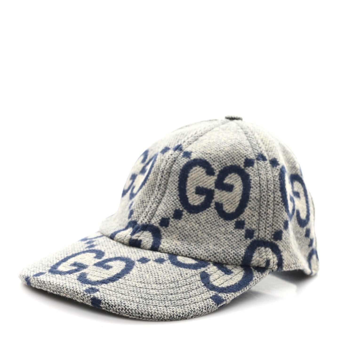 Gucci Wool Monogram Jumbo GG Antonio Baseball Hat M Grey