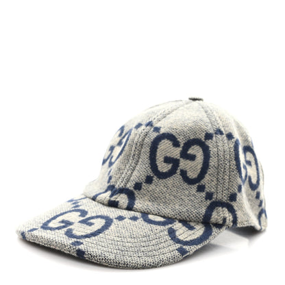 Gucci Wool Monogram Jumbo GG Antonio Baseball Hat M Grey