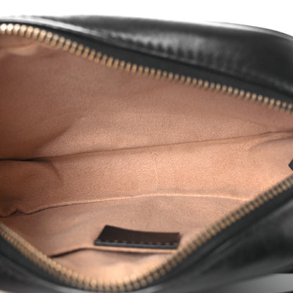 Gucci Calfskin Matelasse Mini GG Marmont Chain Shoulder Bag Black