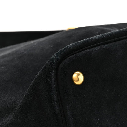 Saint Laurent Suede Studded Bucket Bag Black