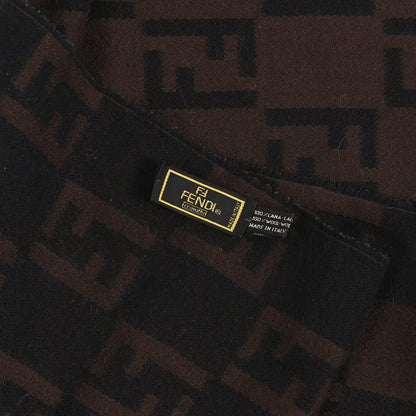 Fendi Wool FF Fringe Scarf Tobacco Black