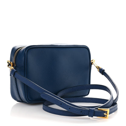 Prada Saffiano Mini Front Pocket Crossbody Bag Bleuette