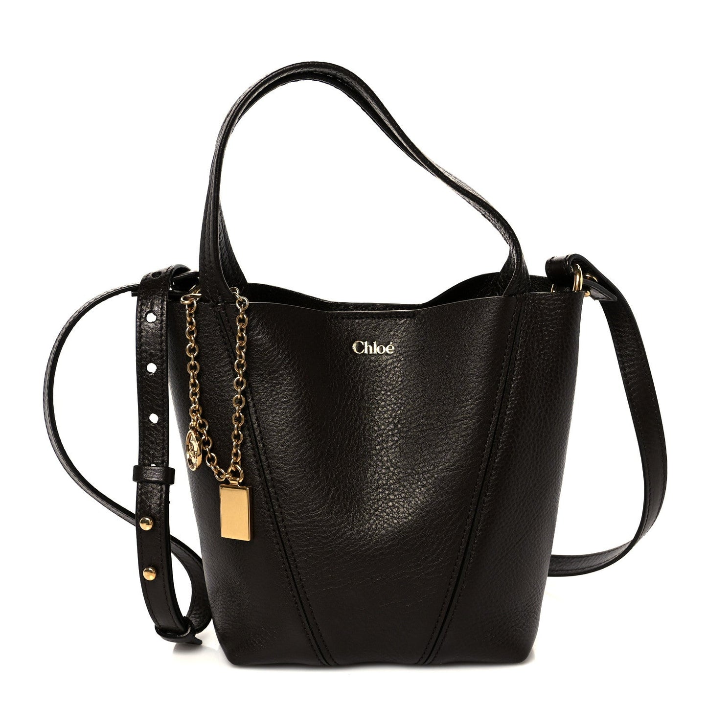 Chloe Grained Calfskin Small Spin Tote Kohl Brown