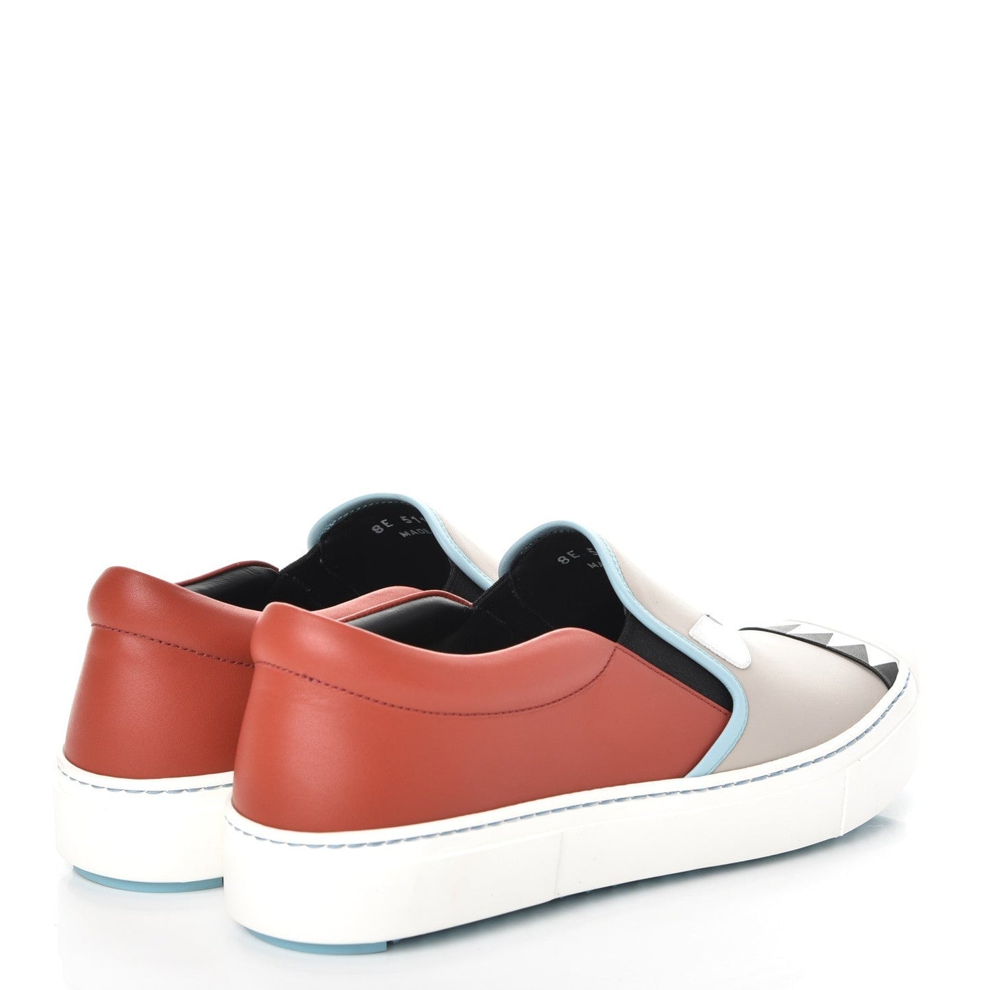 Fendi Vitello Elite Calfskin Monster Bug Slip On Sneakers 39 Multi