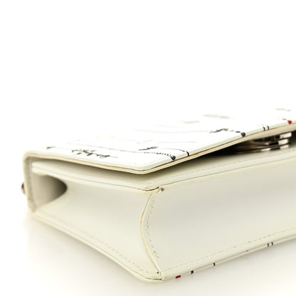 Christian Dior Calfskin Printed Mini Diorama Flap Bag White