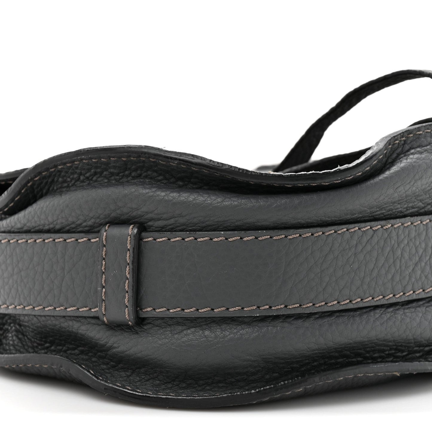 Chloe Grained Calfskin Medium Marcie Saddle Bag Iron Grey