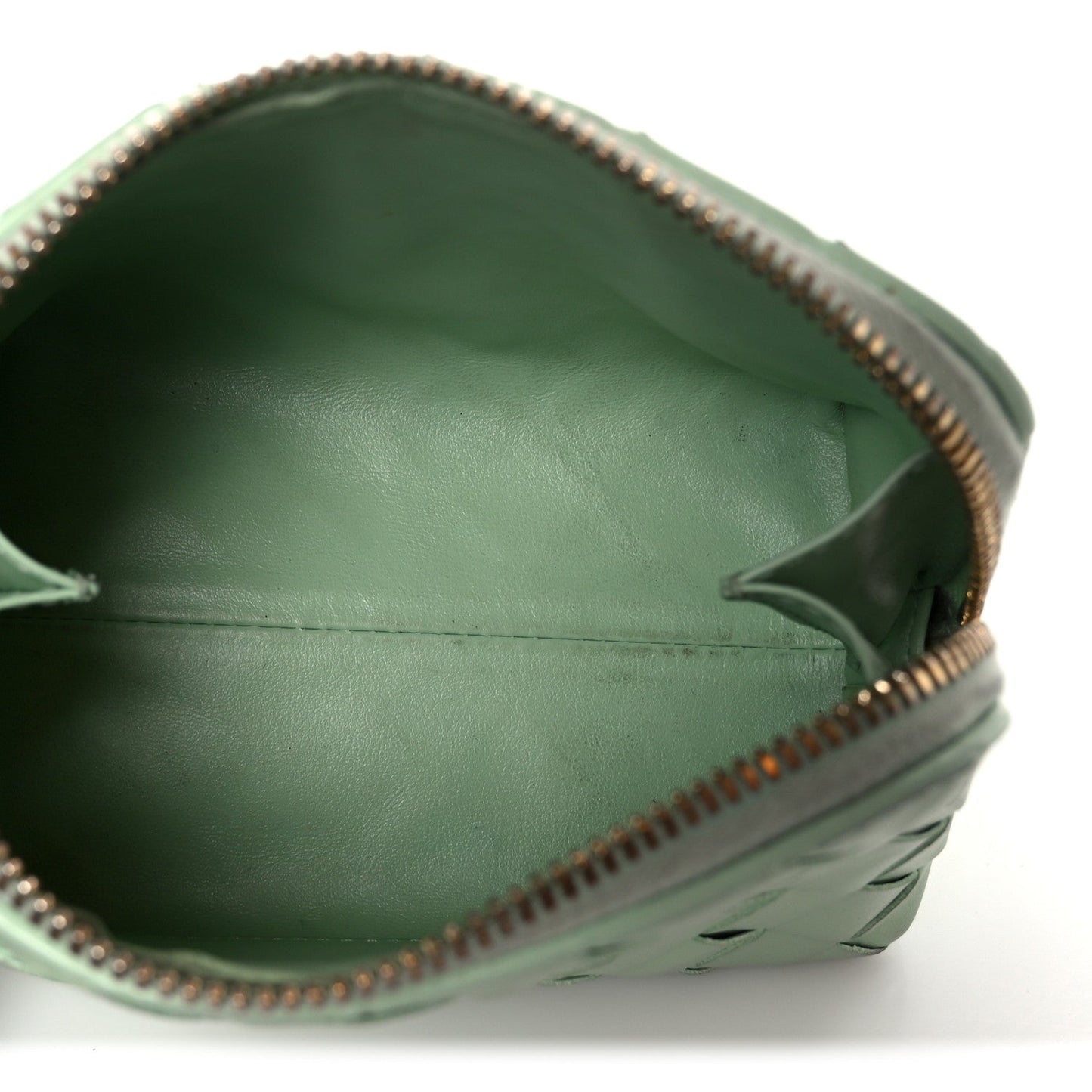Bottega Veneta Nappa Intrecciato Small Beauty Pouch Fresh Mint