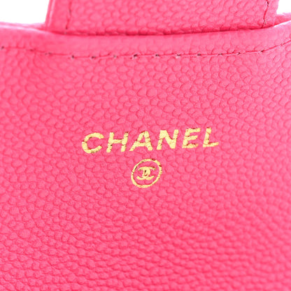 Chanel Caviar Quilted Flap Card Holder Wallet Pink