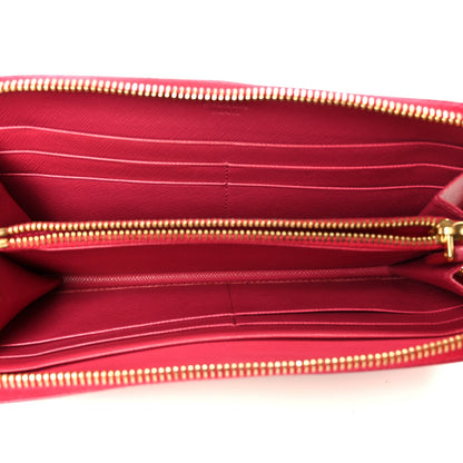 Prada Saffiano Triangle Zip Around Wallet Peonia