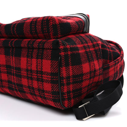 Saint Laurent Wool Tartan City Backpack Red Black