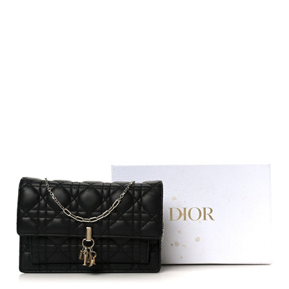 Christian Dior Lambskin Cannage Chain My Dior Daily Chain Pouch Black