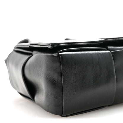 Bottega Veneta Crinkled Lambskin Maxi Intrecciato Extra Mini Cassette Crossbody Bag Black
