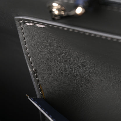 Fendi Calfskin Embossed Large Peekaboo Iconic Fit Satchel Blueberry