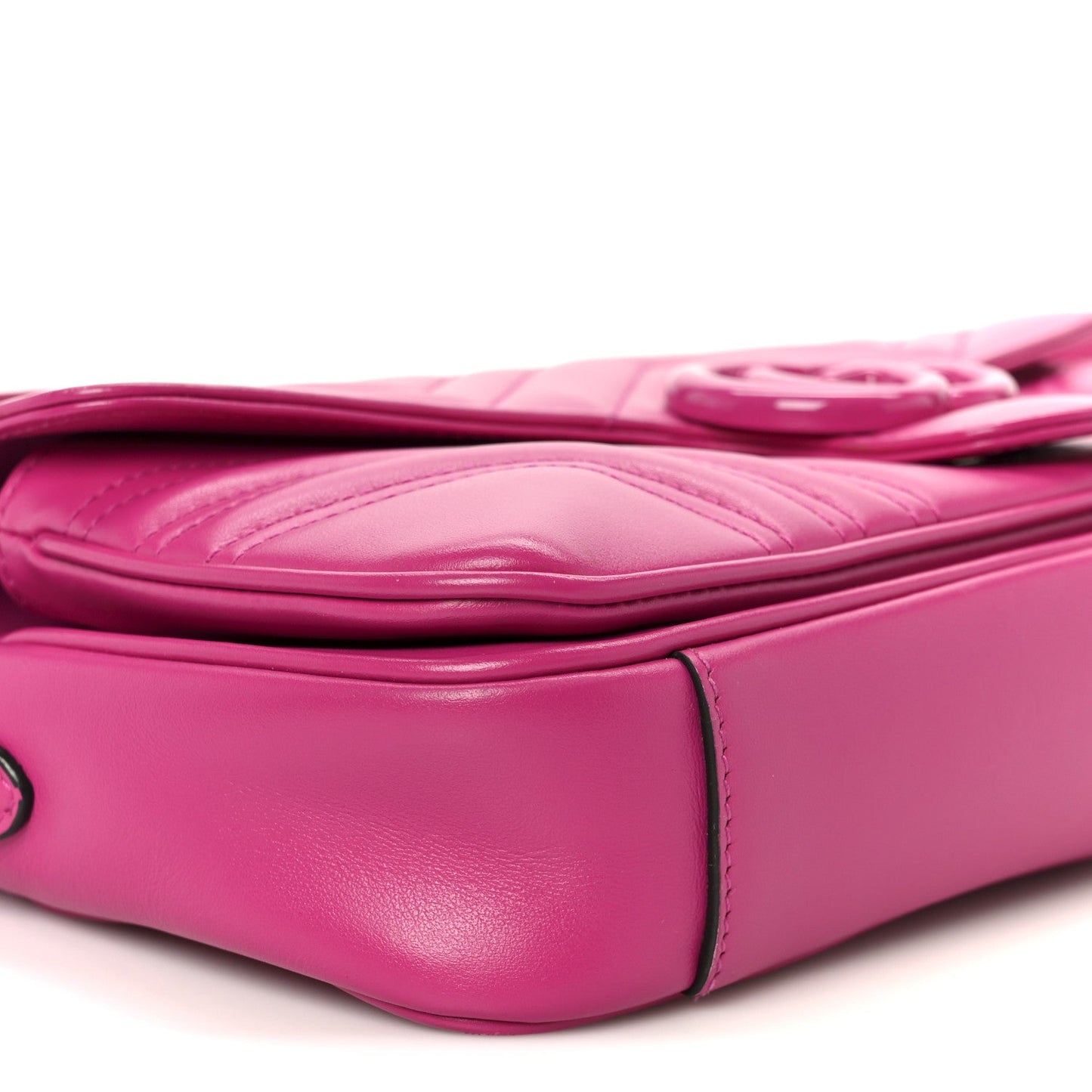 Gucci Calfskin Matelasse Monochrome GG Marmont Crossbody Shoulder Bag Classic Fuxia