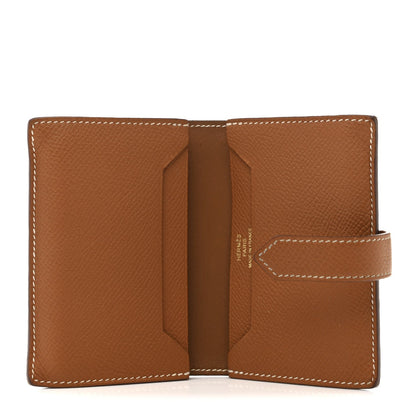 Hermes Epsom Bearn Card Holder Wallet Gold