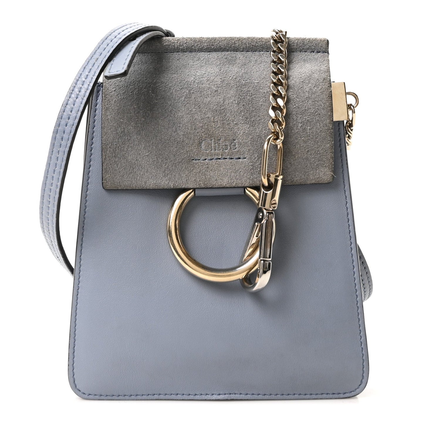 Chloe Suede Calfskin Mini Faye Bracelet Bag Washed Blue