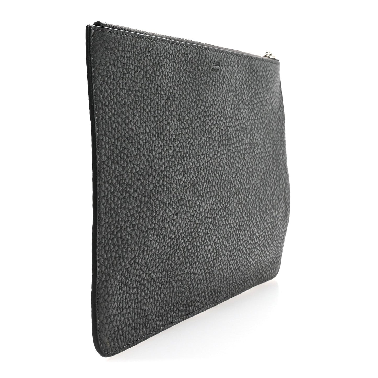 Fendi Cuoio Romano Logo Pouch Black