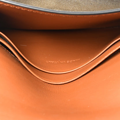 Celine Triomphe Canvas Calfskin Flap Card Holder Tan