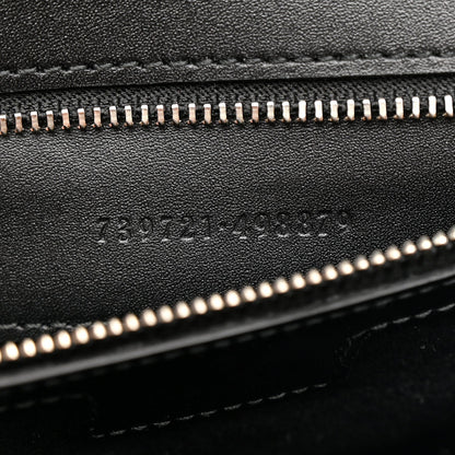 Gucci Senna Calfskin Lines Petite GG Top Handle Shoulder Bag Black Mystic White