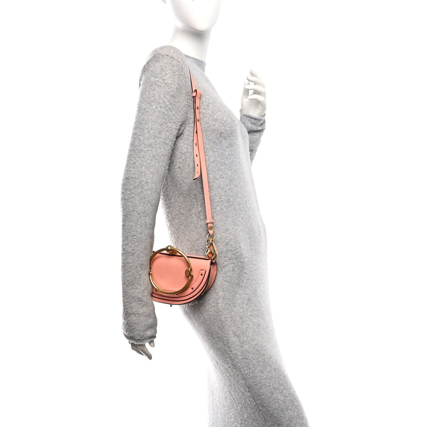 Chloe Calfskin Small Nile Bracelet Minaudiere Bag Ideal Blush