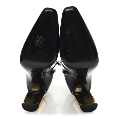 Saint Laurent Patent Marilyn Ankle Zip Boot 38 Black Gold