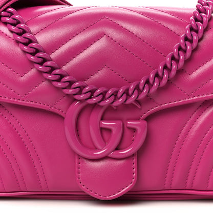 Gucci Calfskin Matelasse Monochrome GG Marmont Crossbody Shoulder Bag Classic Fuxia