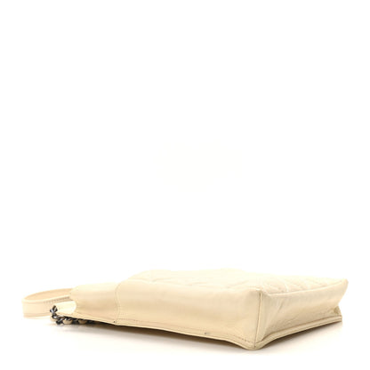 Chanel Calfskin Quilted CC Waiter Clutch With Chain White