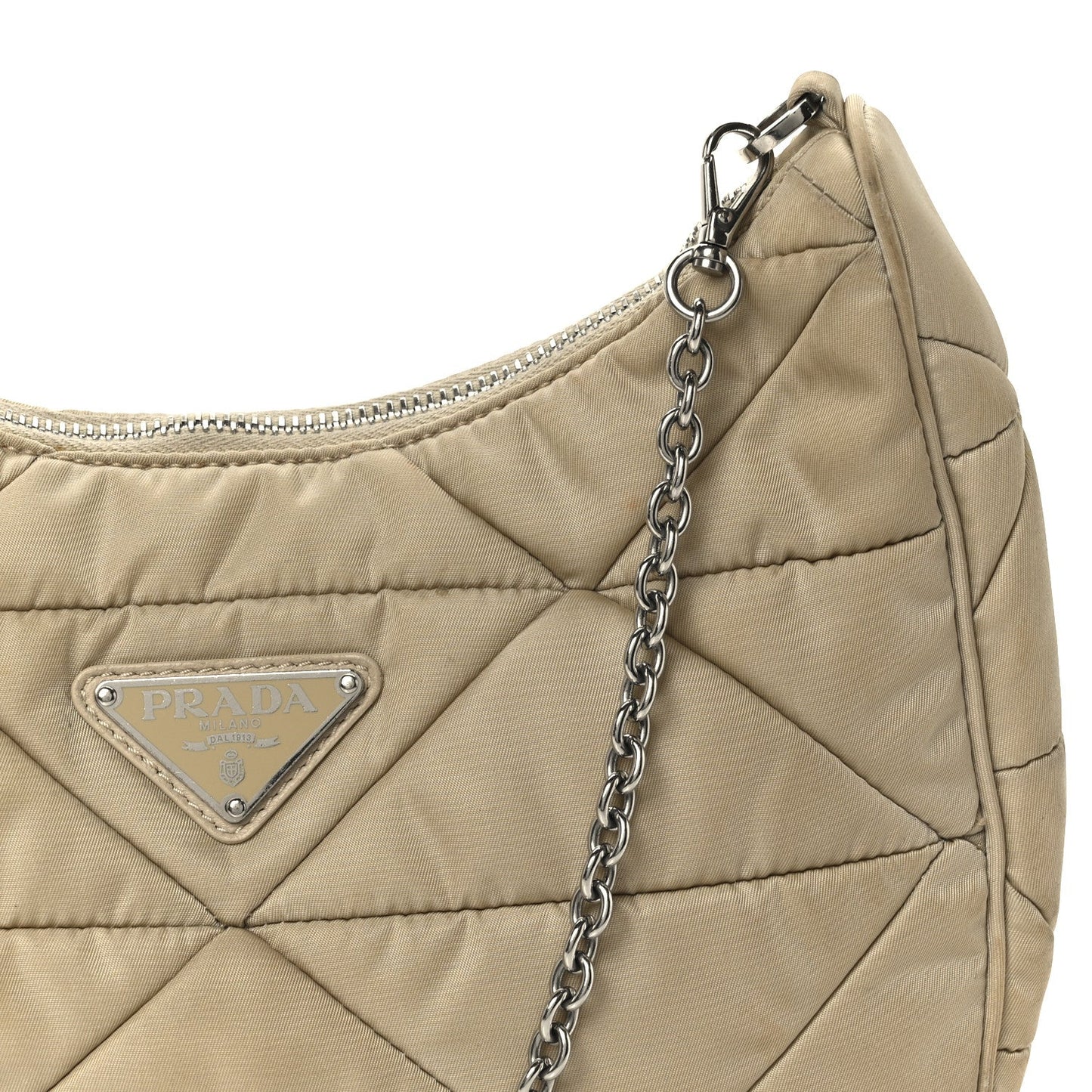 Prada Re-Nylon Triangle Quilted Padded Patchwork System Shoulder Bag Deserto