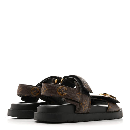 Louis Vuitton Monogram LV Sunset Comfort Flat Sandals 35 Cacao Brown