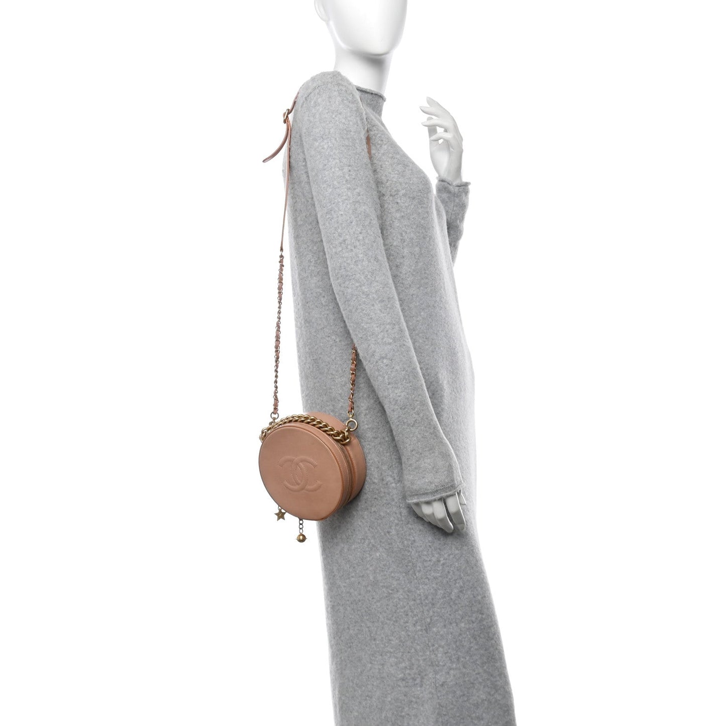 Chanel Glazed Calfskin Round As Earth Evening Bag Beige