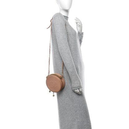 Chanel Glazed Calfskin Round As Earth Evening Bag Beige