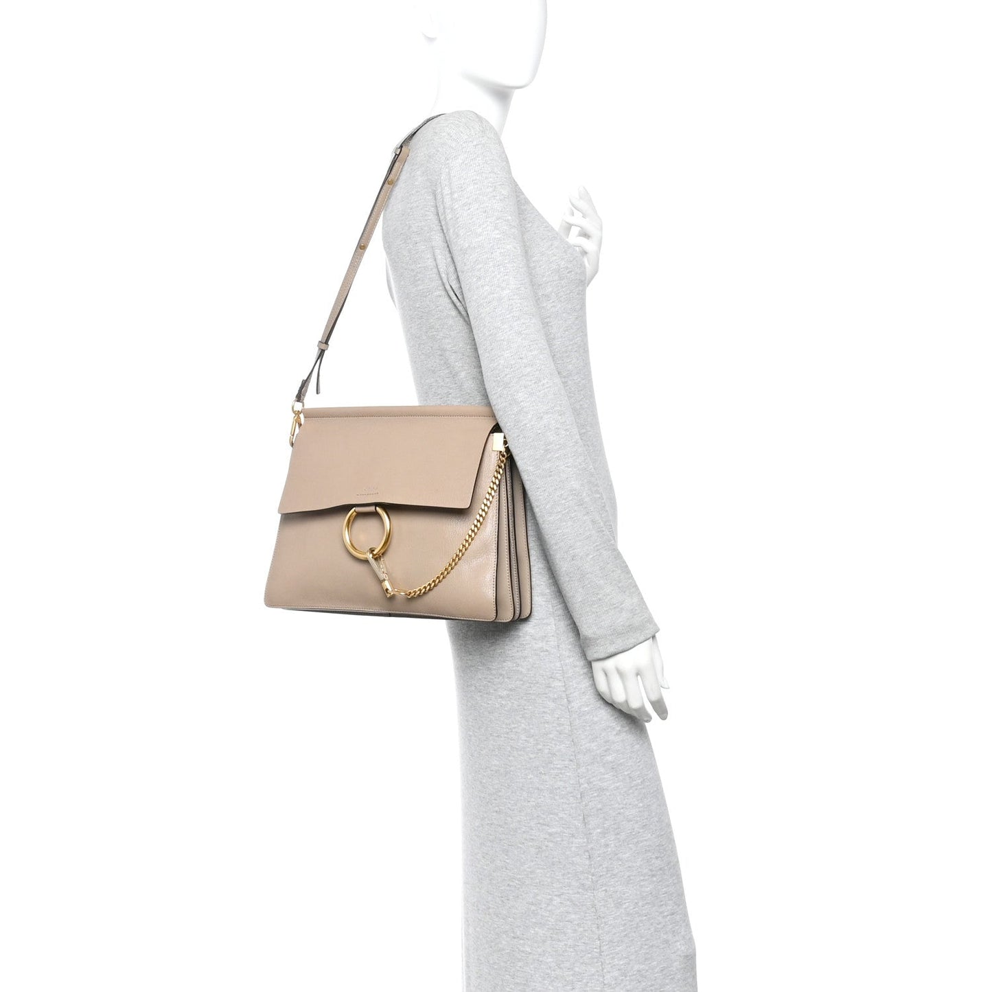 Chloe Goatskin Medium Faye Shoulder Bag Motty Grey