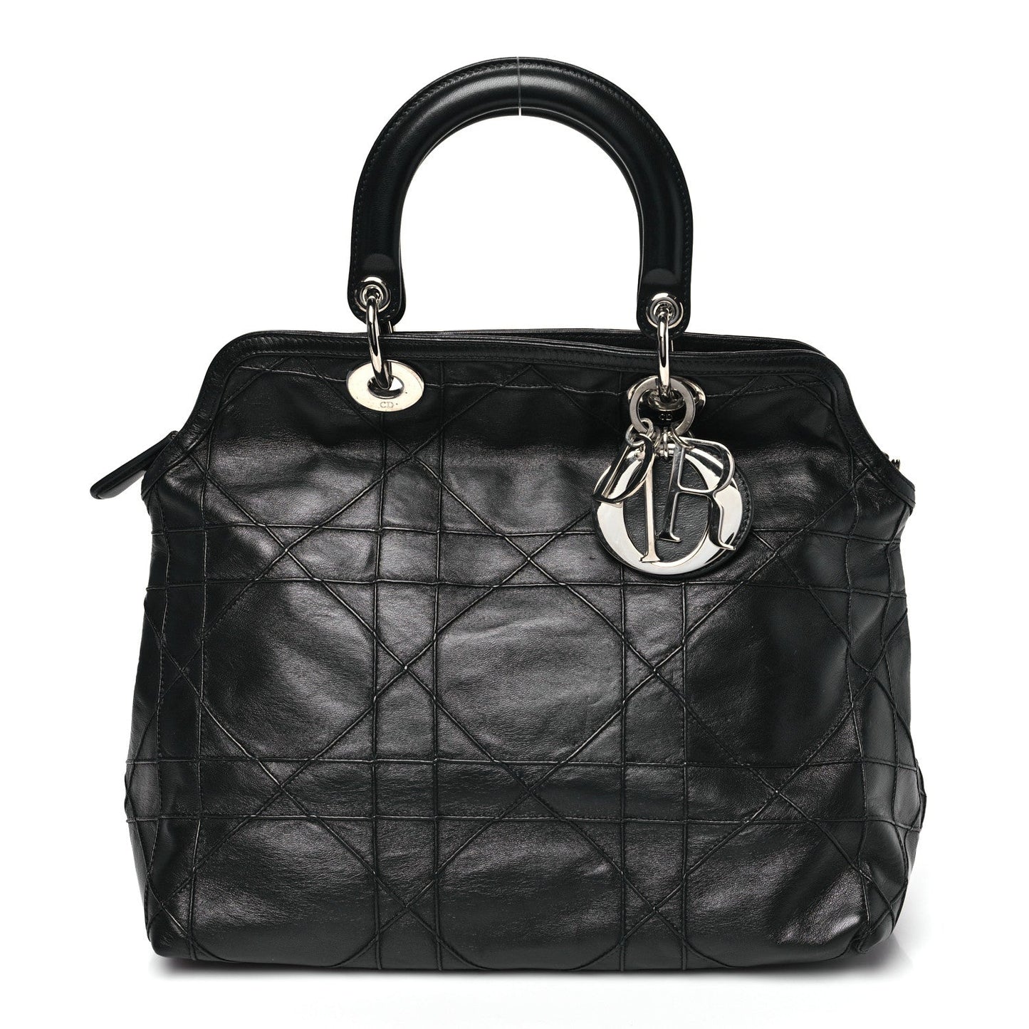 Christian Dior Lambskin Cannage Medium Granville Tote Black