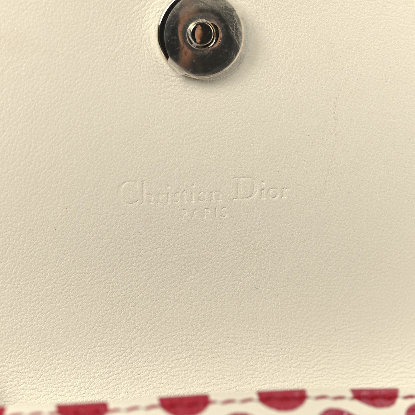 Christian Dior Calfskin DiorAmour Dots 5 Gusset Card Holder Red White