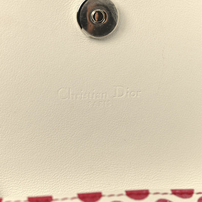 Christian Dior Calfskin DiorAmour Dots 5 Gusset Card Holder Red White