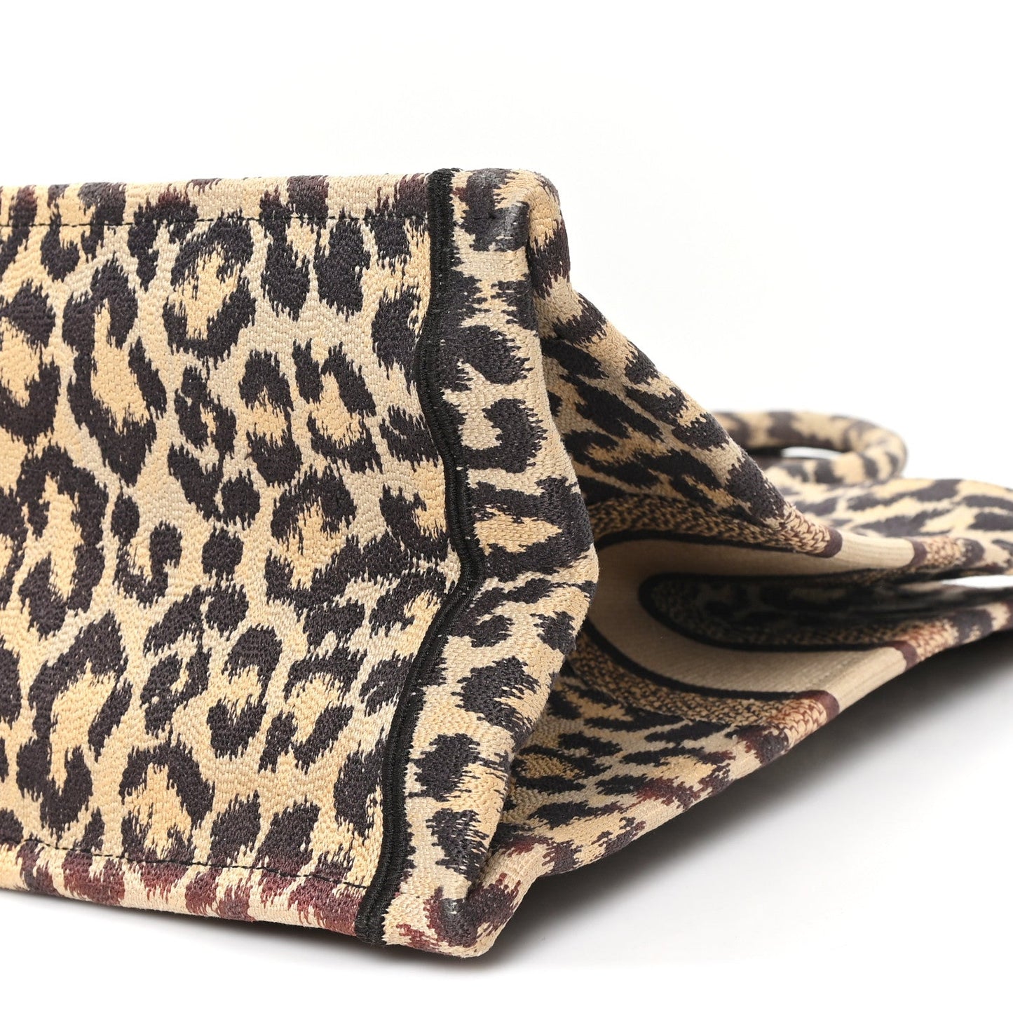 Christian Dior Canvas Mizza Embroidered Large Leopard Book Tote Beige